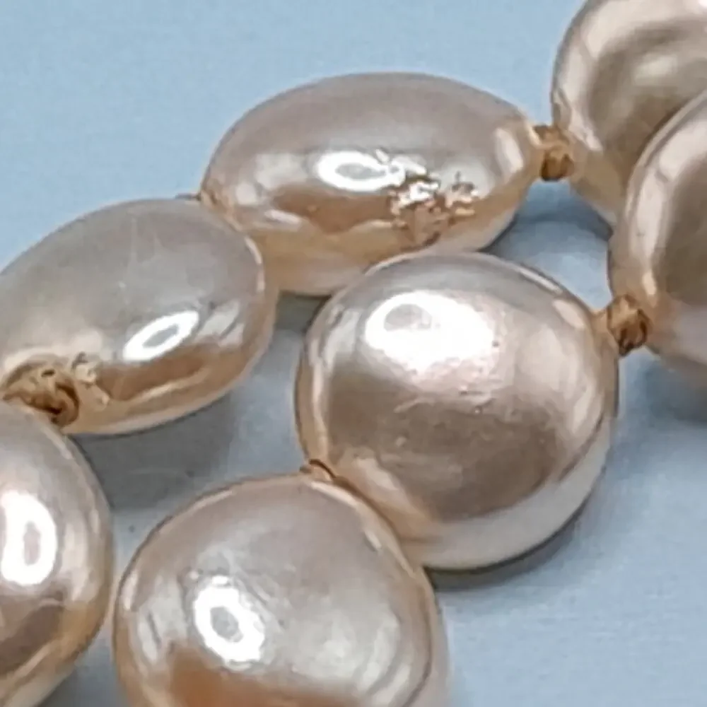 Vintage MONET Pearl Necklace Hand Knotted Toggle Clasp 17
